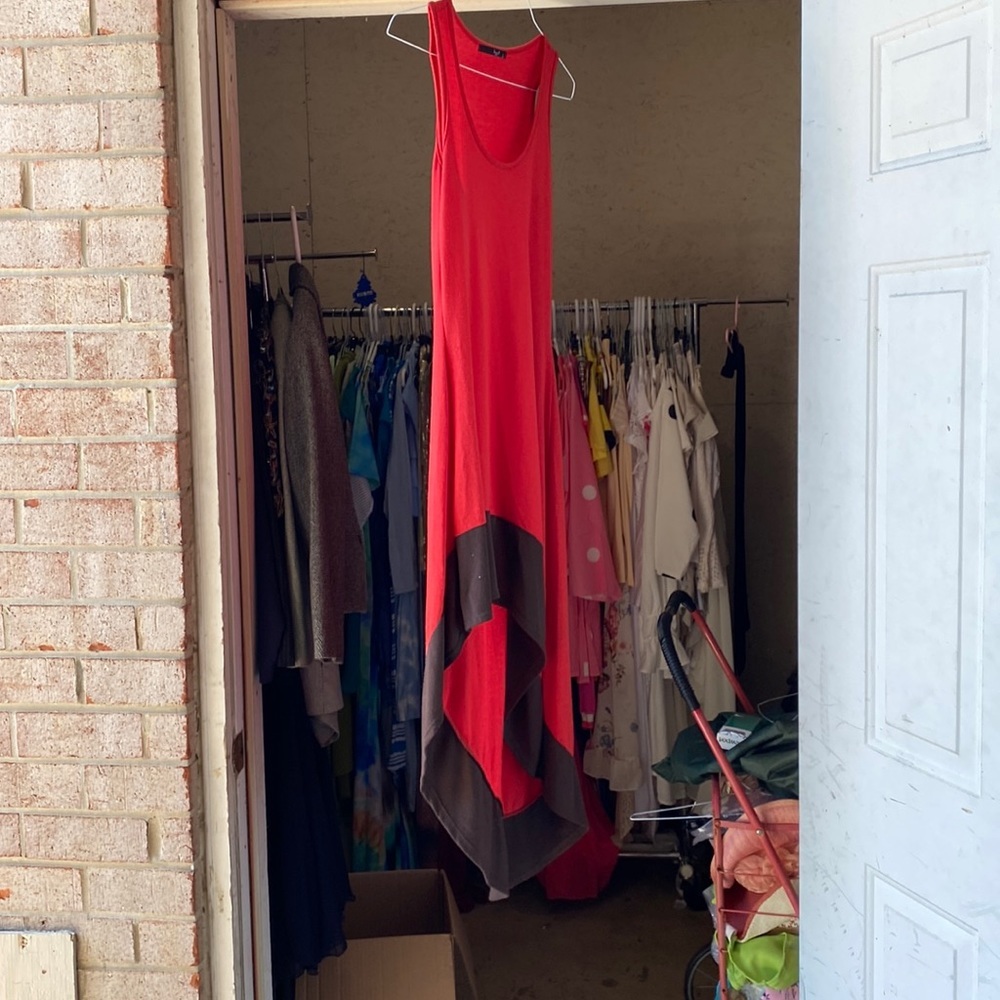 COPY - Red and black trimmed dress